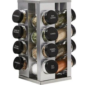 Kamenstein 16 Jar Heritage Revolving Countertop Spice Rack Organizer with Spices